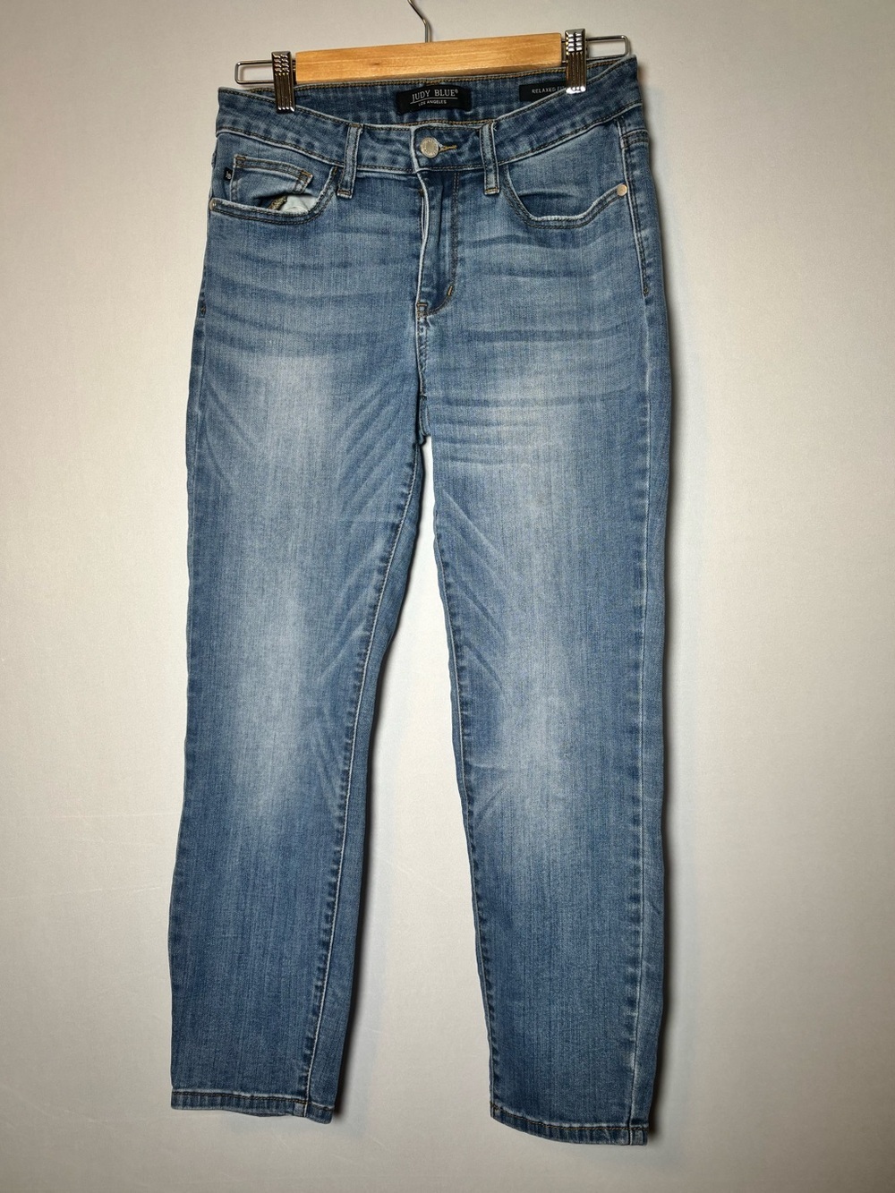 Judy Blue Womens 29 Relaxed Fit Skinny Straight Leg Jeans Dark Wash Mid Rise